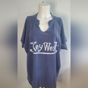 KEY WEST -size M - oversize distressed t-shirt- short sleeves-graphic shirt
